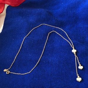 NWT vintage Avon faux pearl Y lariat necklace gold tone